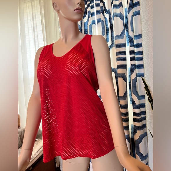 NWOT Zella Red Mesh Tank Top Size XL - Picture 2 of 10